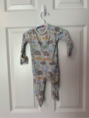 Magnetic Me Gray Multi Animal Print Footed One-Piece